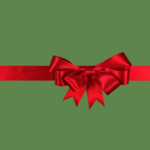 Green background, red bow